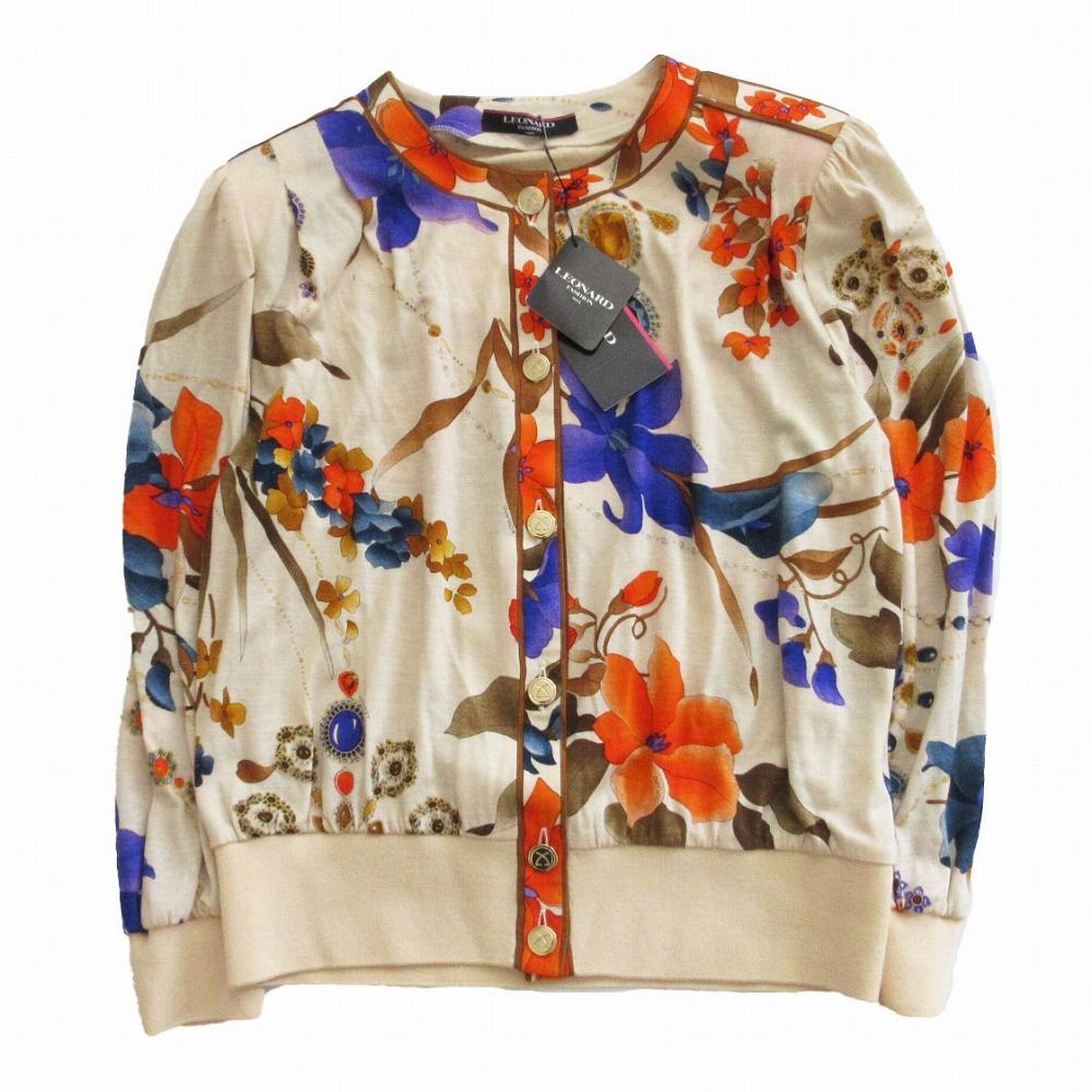 LEONARD レオナール フラワープリント ノー ジャケット スカート セットアップ サイズL 69 レディース