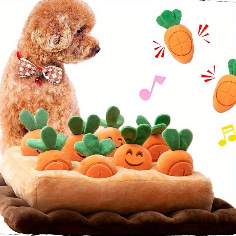 知育＆ストレス解消 犬用 鼻仕事マット ニンジン畑デザイン 噛むおもちゃ 耐久性ポリエステル製 全犬種対応 精神刺激 運動不足解消 留守番対策 遊び心満載