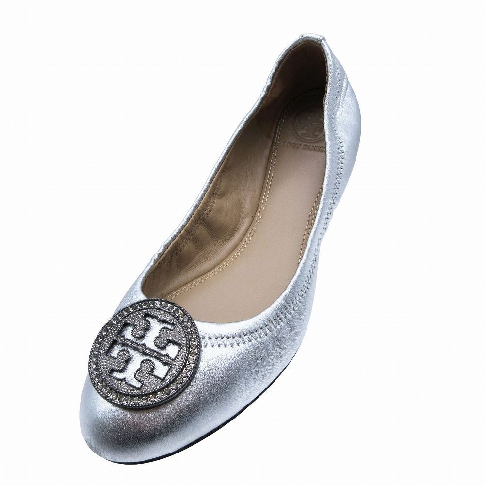 Tory Burch トリーバーチ バレーシューズ シルバー TORY BURCH(トリーバーチ) フラットシューズ 8M レディース - シルバー