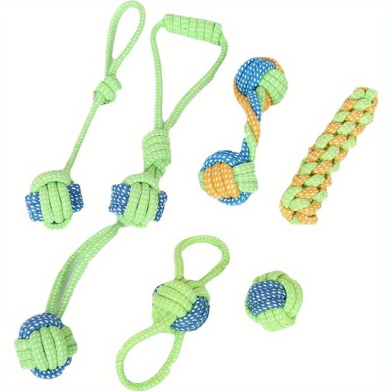 安全 長持ち 犬用おもちゃ ロープ付き 7点セット 麻製 噛み応え抜群 運動不足 ストレス解消 歯磨き効果 小型犬～大型犬対応