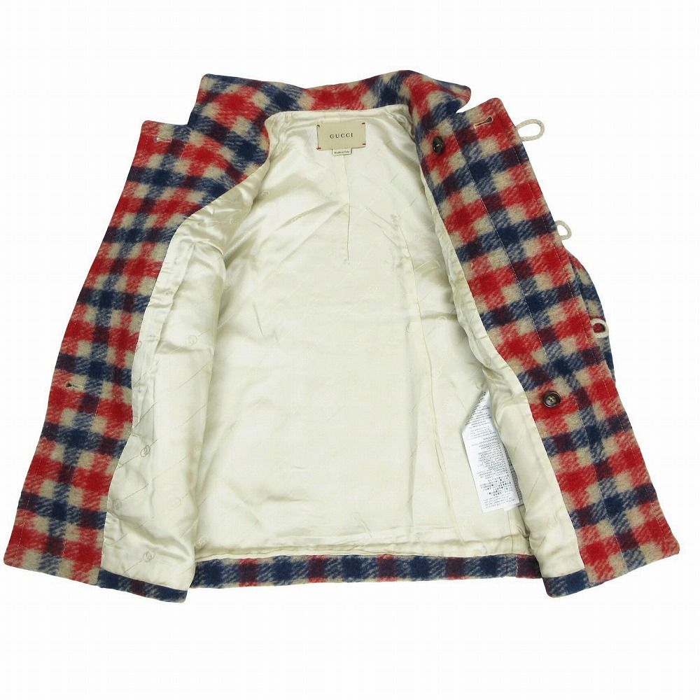 GUCCI グッチ 638830 チェック柄 ダッフルコート アウター レッド