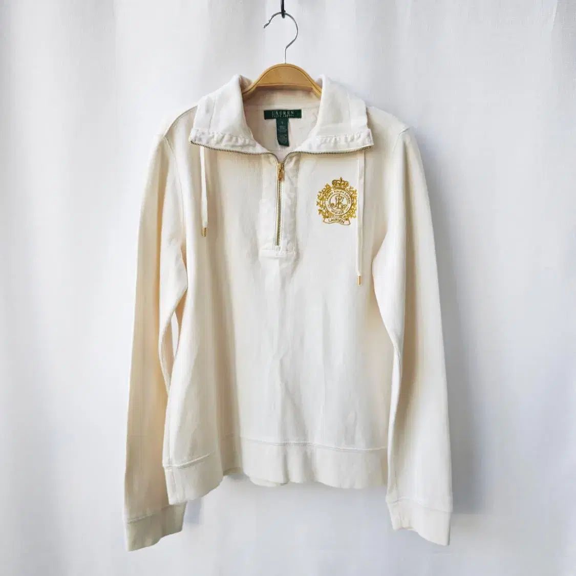 ローレン ラルフローレン GOLD クレスト ハーフ ジップアップ プルオーバー アイボリー S