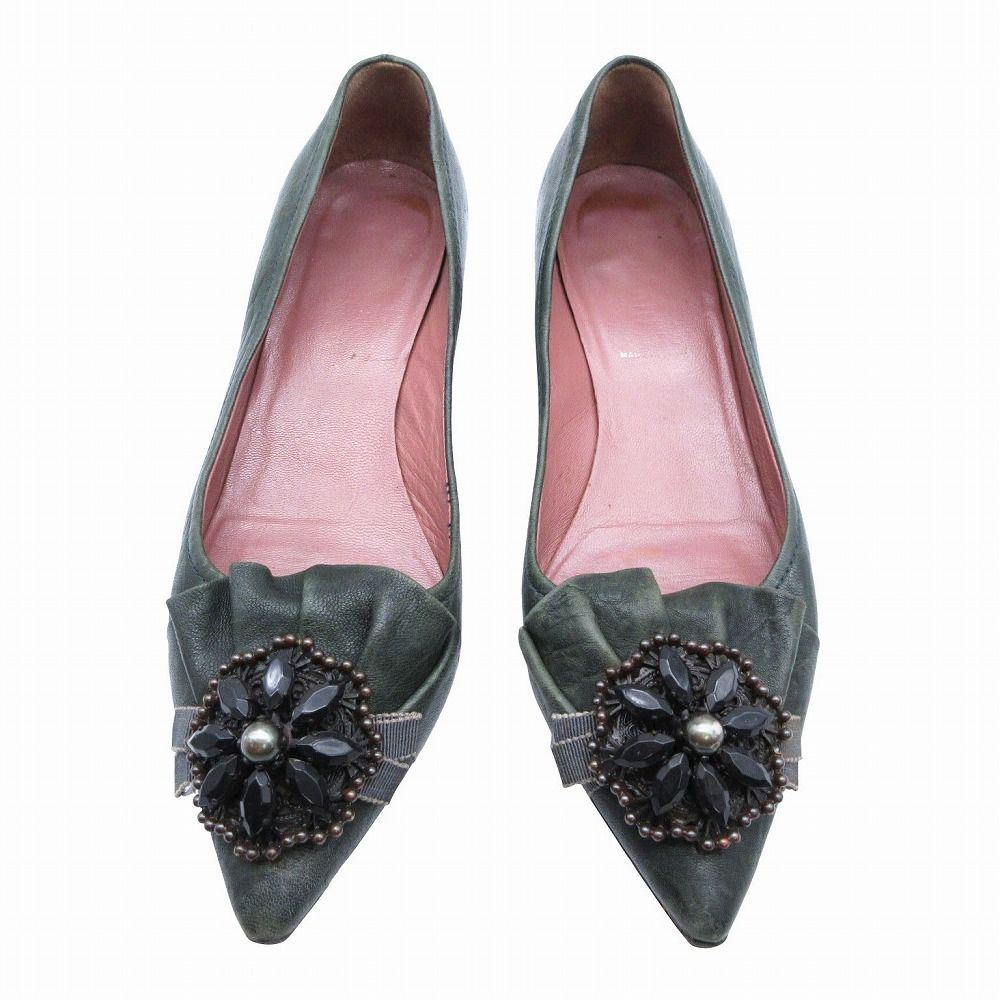 miumiu ミュウミュウ ビジュー装飾 ポインテッドトゥ パンプス miumiu ミュウミュウ ビジュー装飾 ポインテッドトゥ パンプス