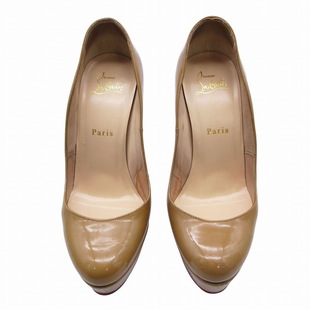 美品 ルブタン エナメルパンプス ベージュ36 Christian Louboutin クリスチャンルブタン エナメル パテント
