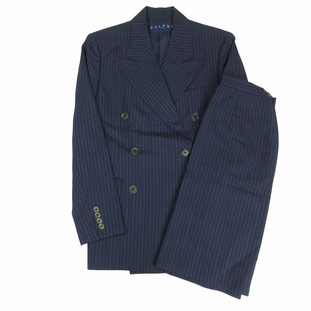 RALPH LAUREN ラルフローレン ストライプ柄 ダブルブレスト スカート スーツセットアップ サイズ9 M レディース