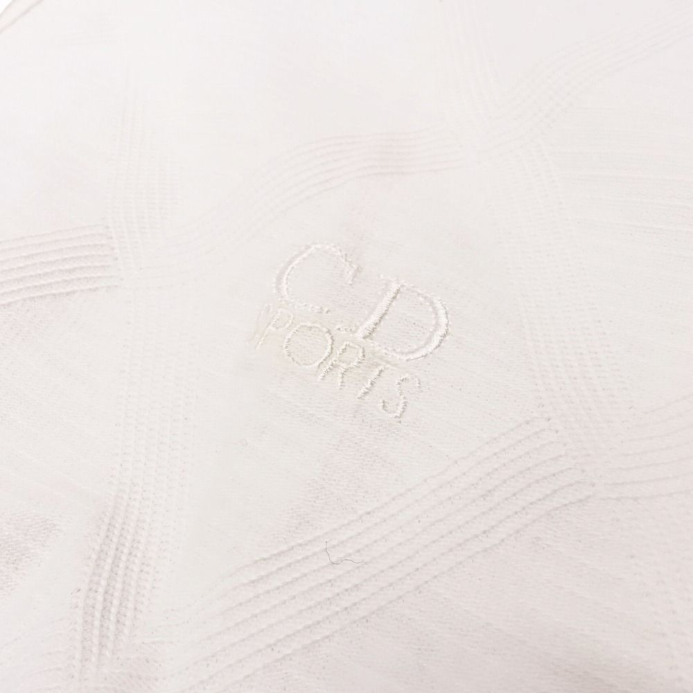 Vintage Christian Dior クリスチャンディオール ロゴ ポロシャツ 長袖 フェンス柄 トップス サイズL ホワイト レディース