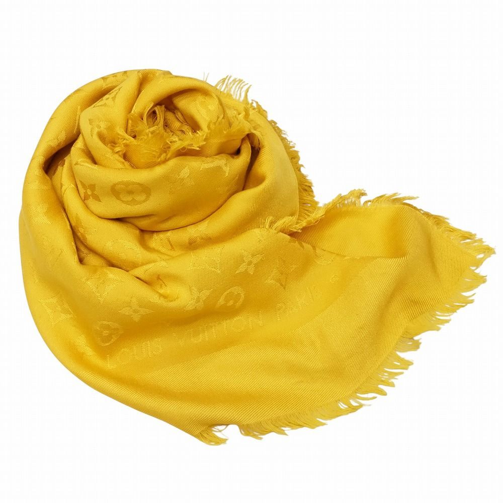 ルイ・ヴィトン 大判 ストール ショール シルク60% ウール40% イエロー