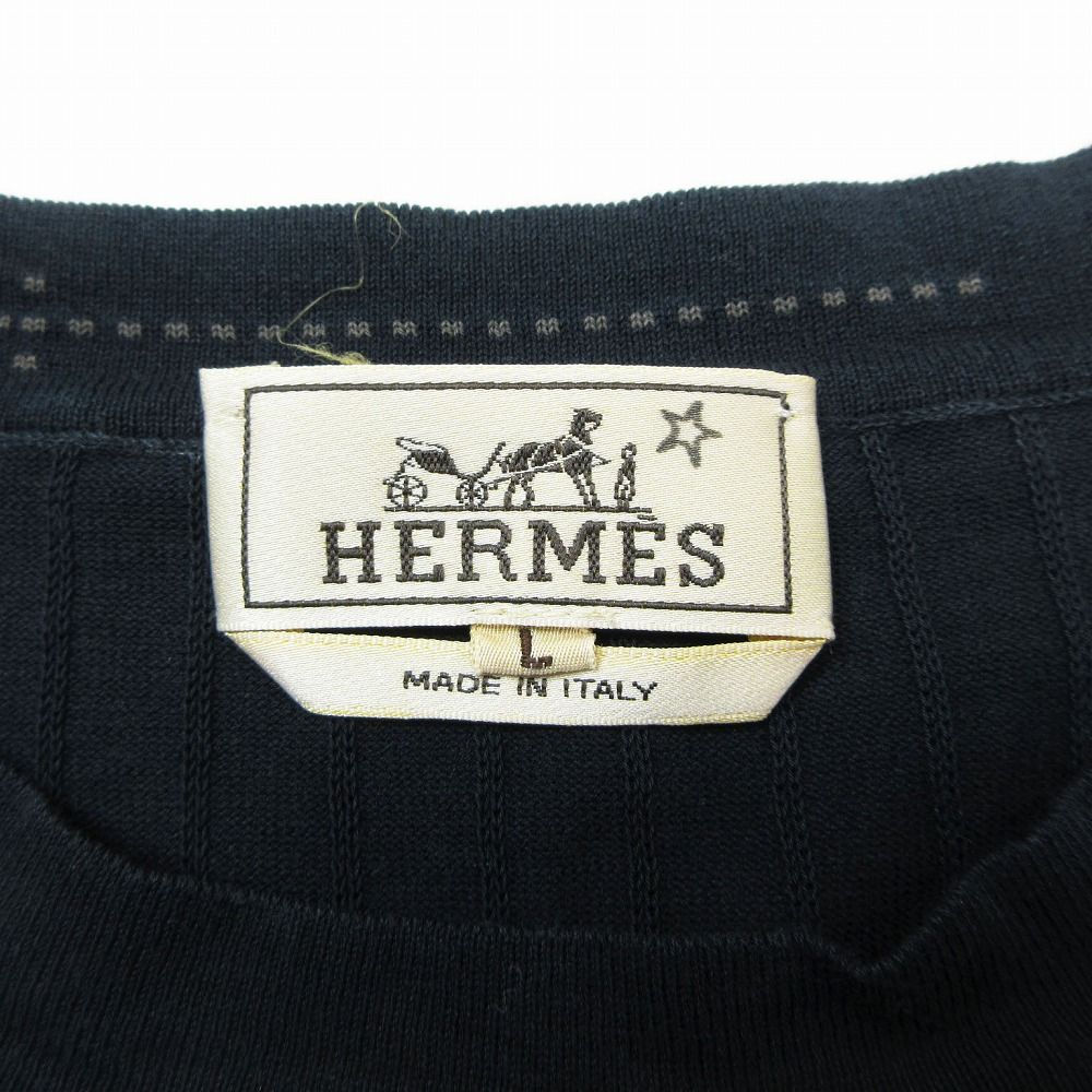 HERMES エルメス シャドーストライプ 裾ライン Tシャツ カットソー