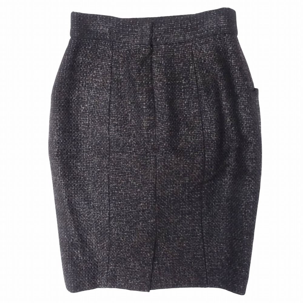 シャネル　ツイード　スカート　正規品 極美品 CHANEL シャネル ツイードスカート タイト ひざ丈 ココマーク