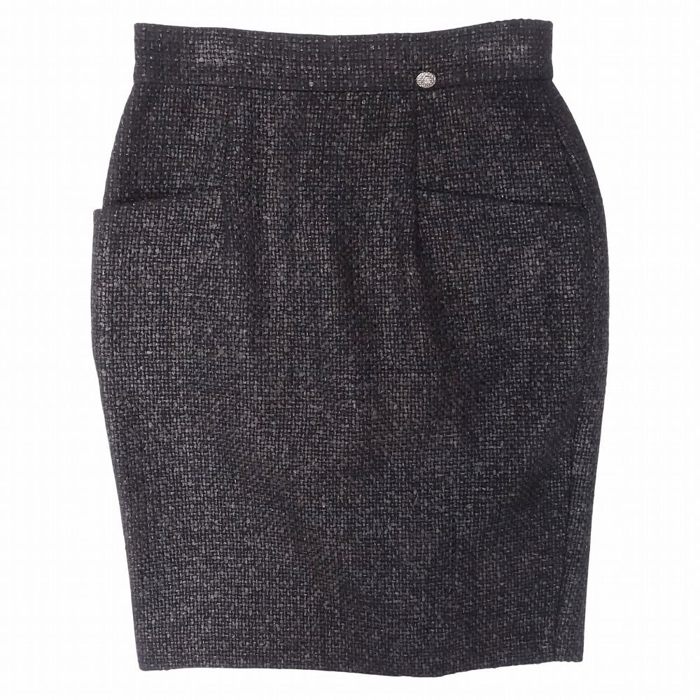 【美品】CHANEL シャネル ツイードスカート 極美品 CHANEL シャネル ツイードスカート タイト ひざ丈 ココマーク