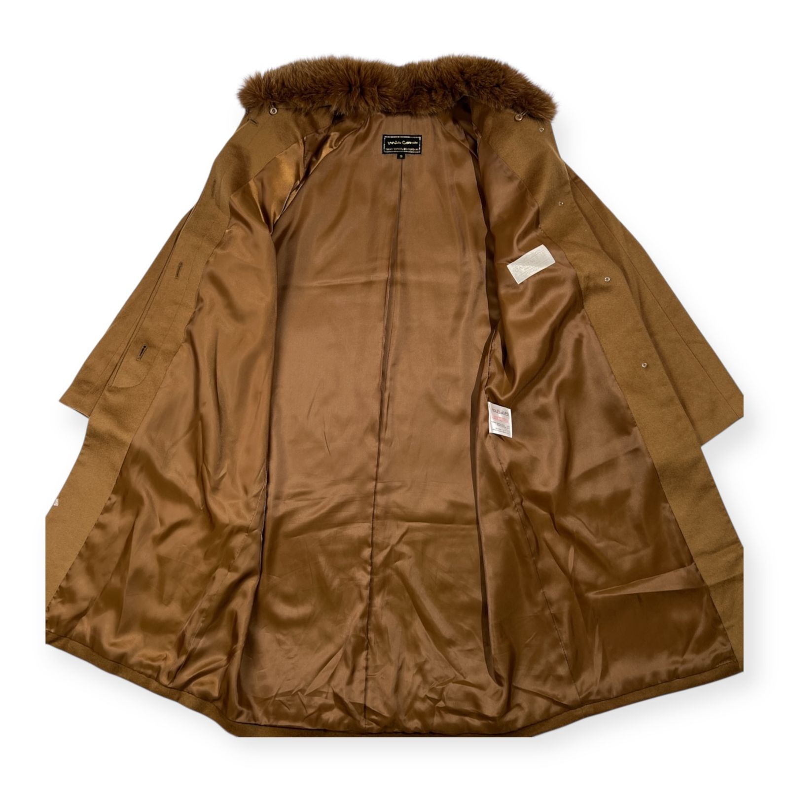 カシミヤ100% MIA CARNA ミアカーナ 毛皮 ファー付き ステンカラー