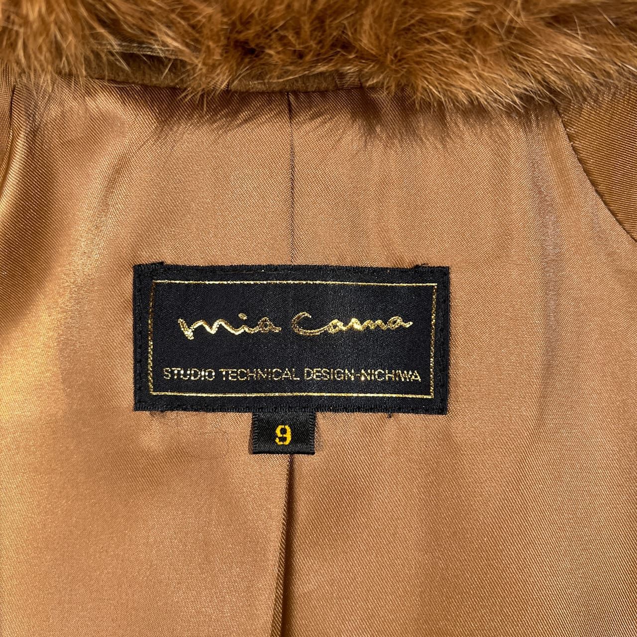 カシミヤ100% MIA CARNA ミアカーナ 毛皮 ファー付き ステンカラー