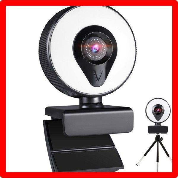 ☆送料無料☆ webカメラ LEDライト ウェブカメラ 三脚 マイク内蔵 110