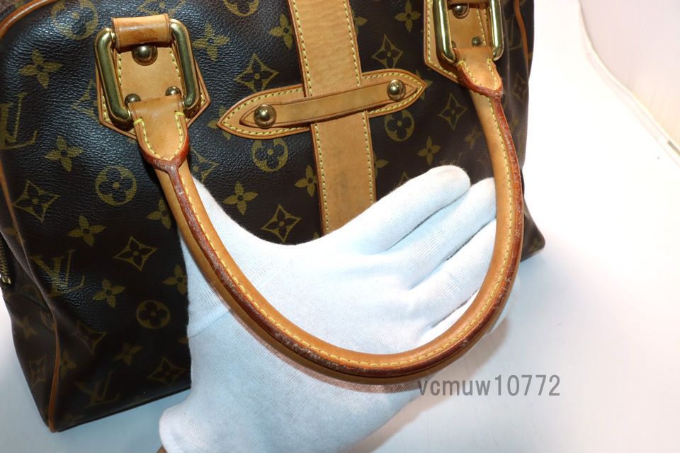 □LOUIS VUITTON モノグラム マンハッタンGM レザー ショルダーバッグ