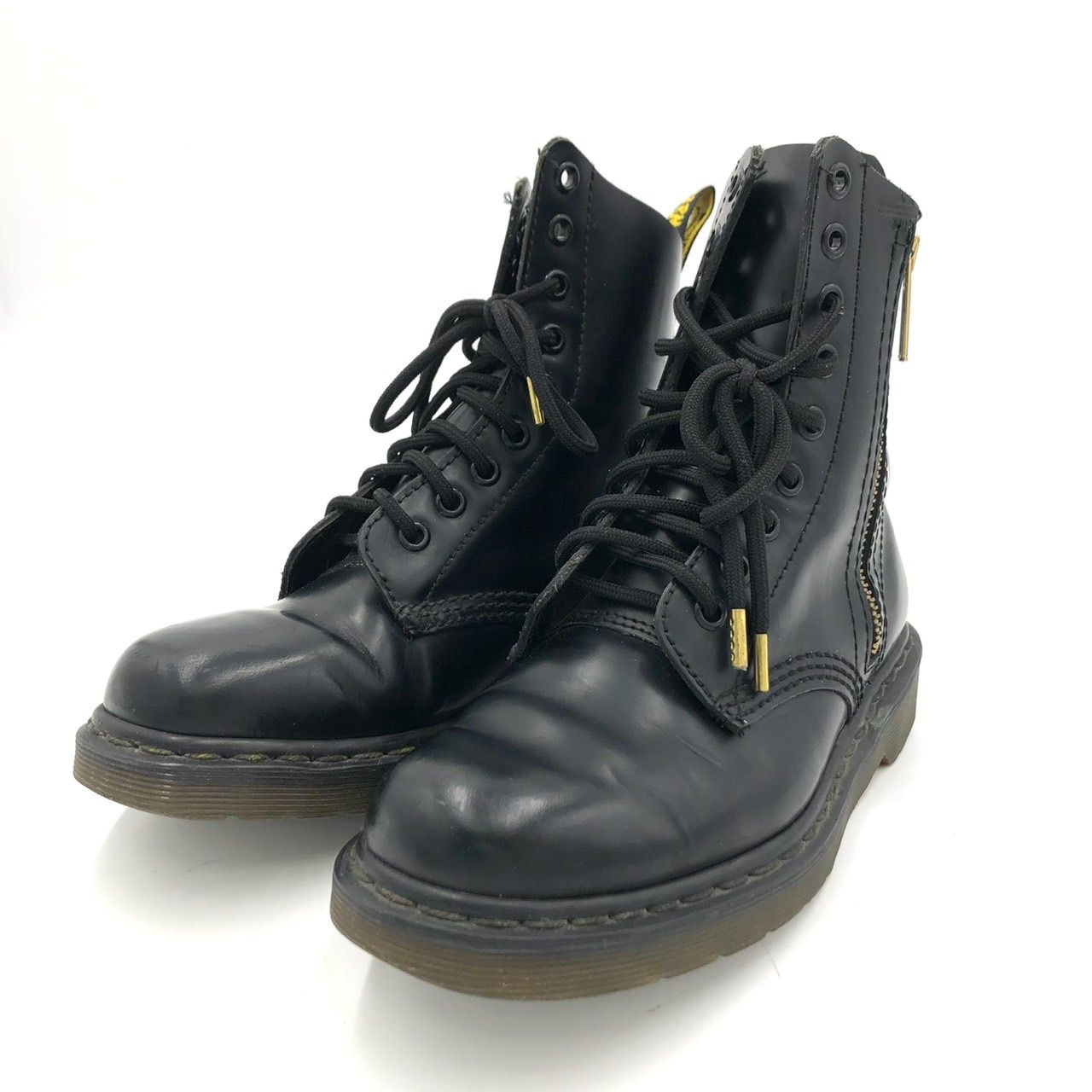 ドクターマーチン 6ホール ブーツ ジップアップ 約24 cm 黒 ブラック レザー