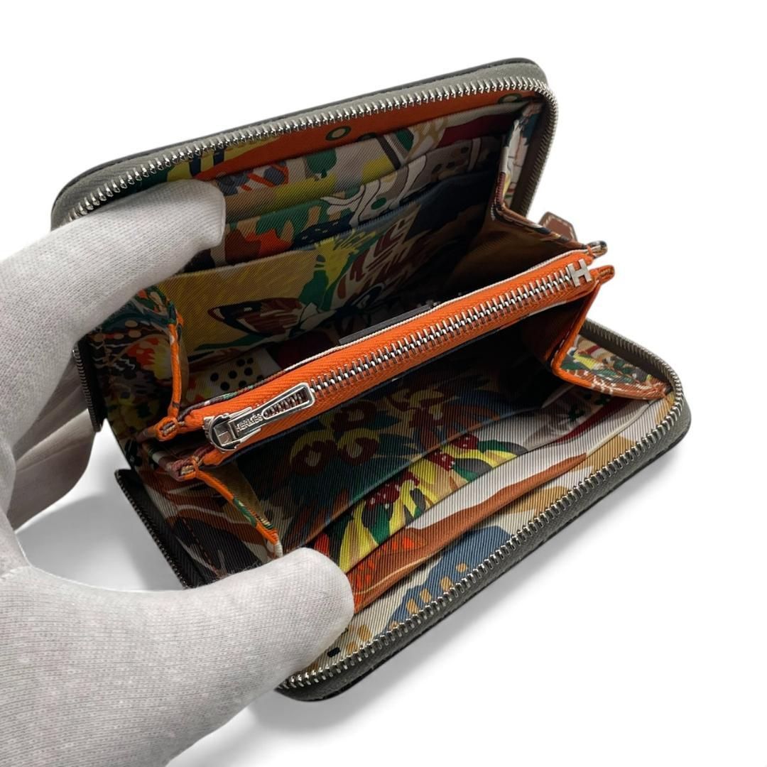  エルメス HERMES ヴォーエバー グレー系 アザップコンパクト シルクイン コンパクトウォレット 小銭入れ カードケース 財布 コインケース 小銭入れ 小物