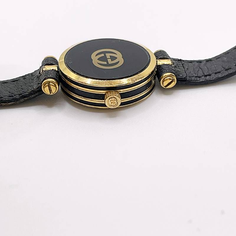 稼働 GUCCI グッチ レディース腕時計 シェリーライン ブラック文字盤