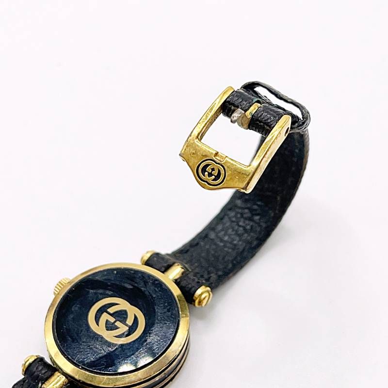 稼働 GUCCI グッチ レディース腕時計 シェリーライン ブラック文字盤