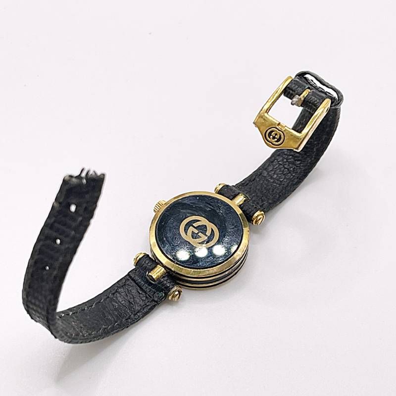 稼働 GUCCI グッチ レディース腕時計 シェリーライン ブラック文字盤