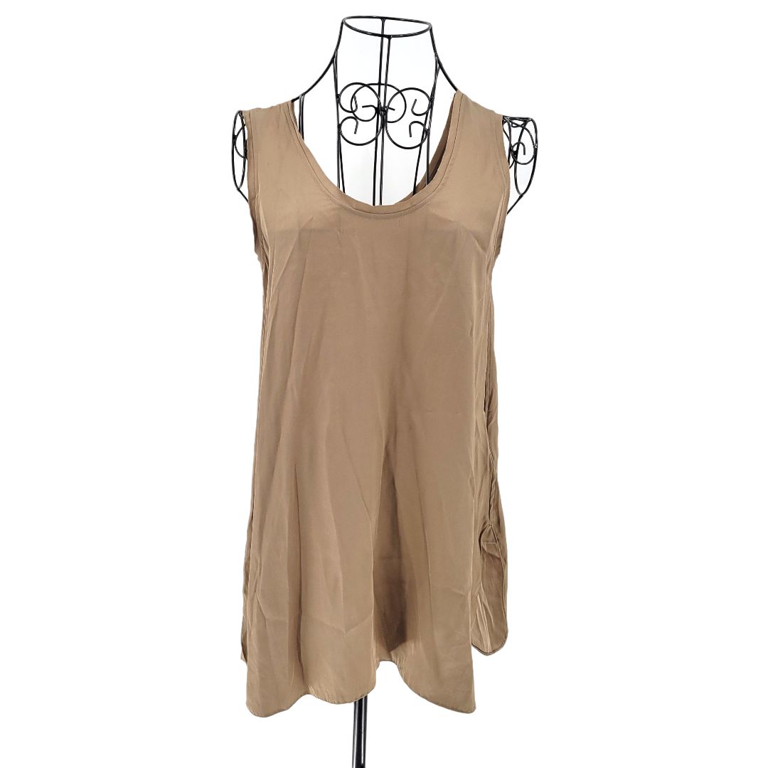 CHAOS カオス ノースリーブ タンクトップ ブラウス シャツ ブラウン サイズF フリーサイズ シルク レディース
