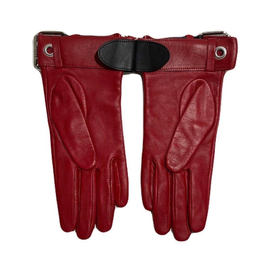 【未使用】ヴィヴィアン 手袋 レザー 羊革 カフス ベルト ロゴ グレージュ ② タグ付き・未使用品】 ヴィヴィアン ウエストウッド 手袋 レザー