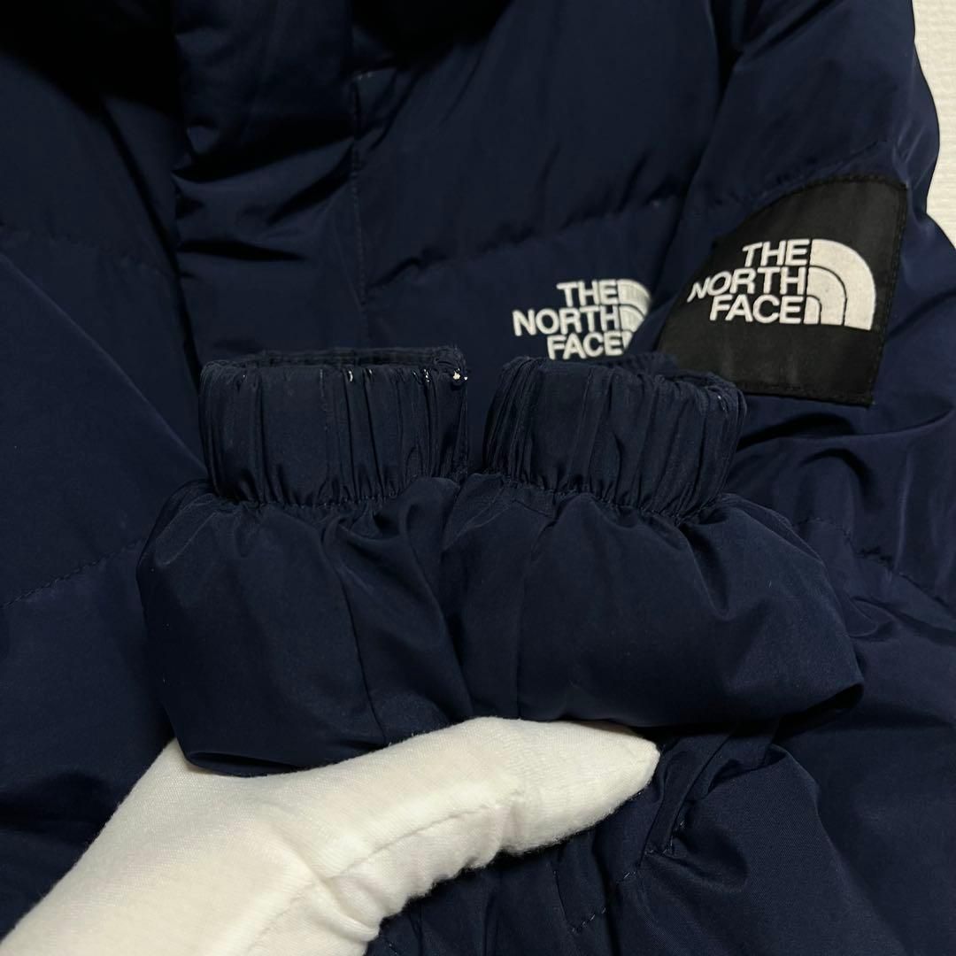  THE NORTH FACE ロングダウンジャケット キッズ140 アームロゴ ネイビー アウター ベンチコート ダウンコート 中綿コート コート