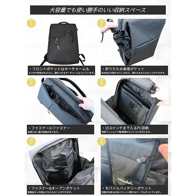 celadel] ビジネスリュック メンズ 撥水 15.6インチ PCリュック 軽量 