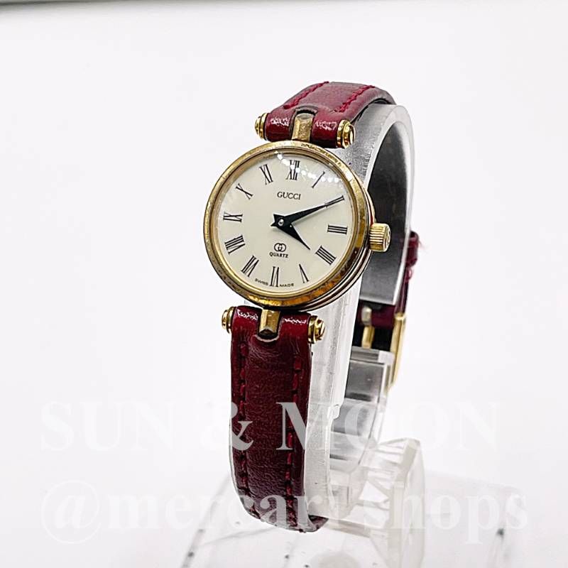 稼働 GUCCI グッチ レディース腕時計 シェリーライン ホワイト文字盤