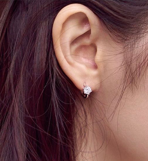 キラキラ ワンポイント フープピアス CZ ジルコニア シルバー S925刻印
