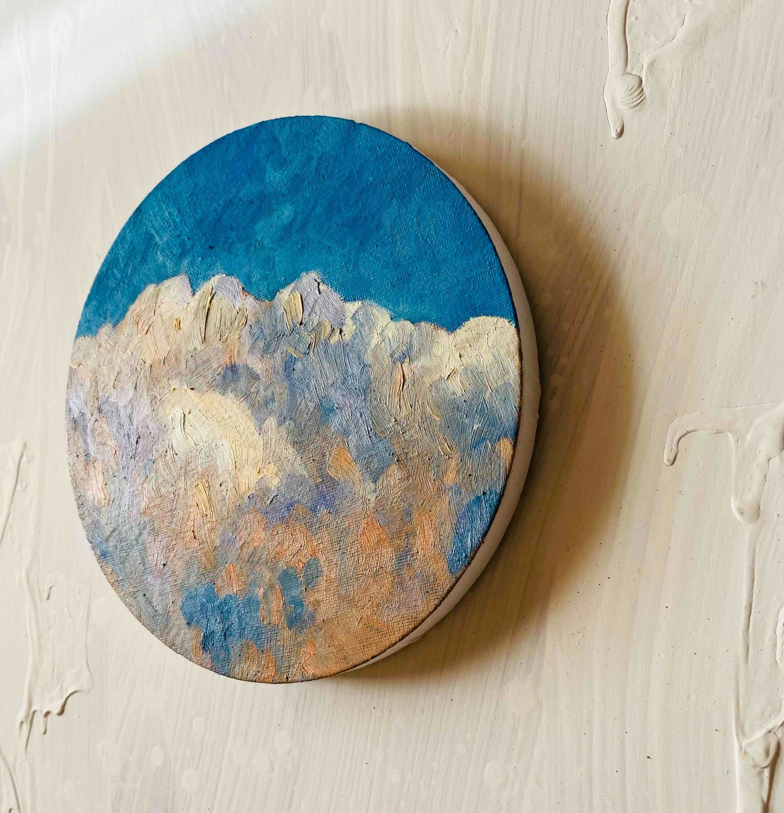 直径20㎝「空 その2」油彩・絵画・原画・丸形・アートパネル - メルカリ