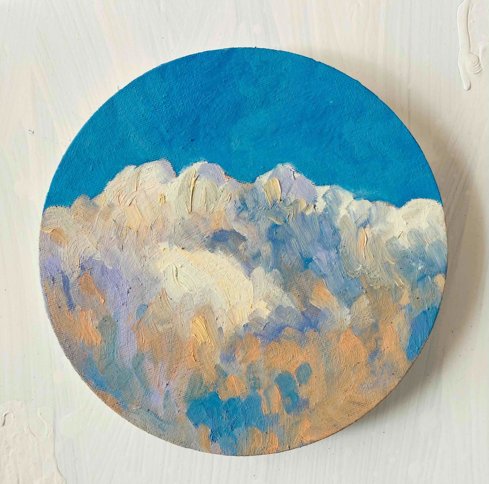 直径20㎝「空 その2」油彩・絵画・原画・丸形・アートパネル - メルカリ