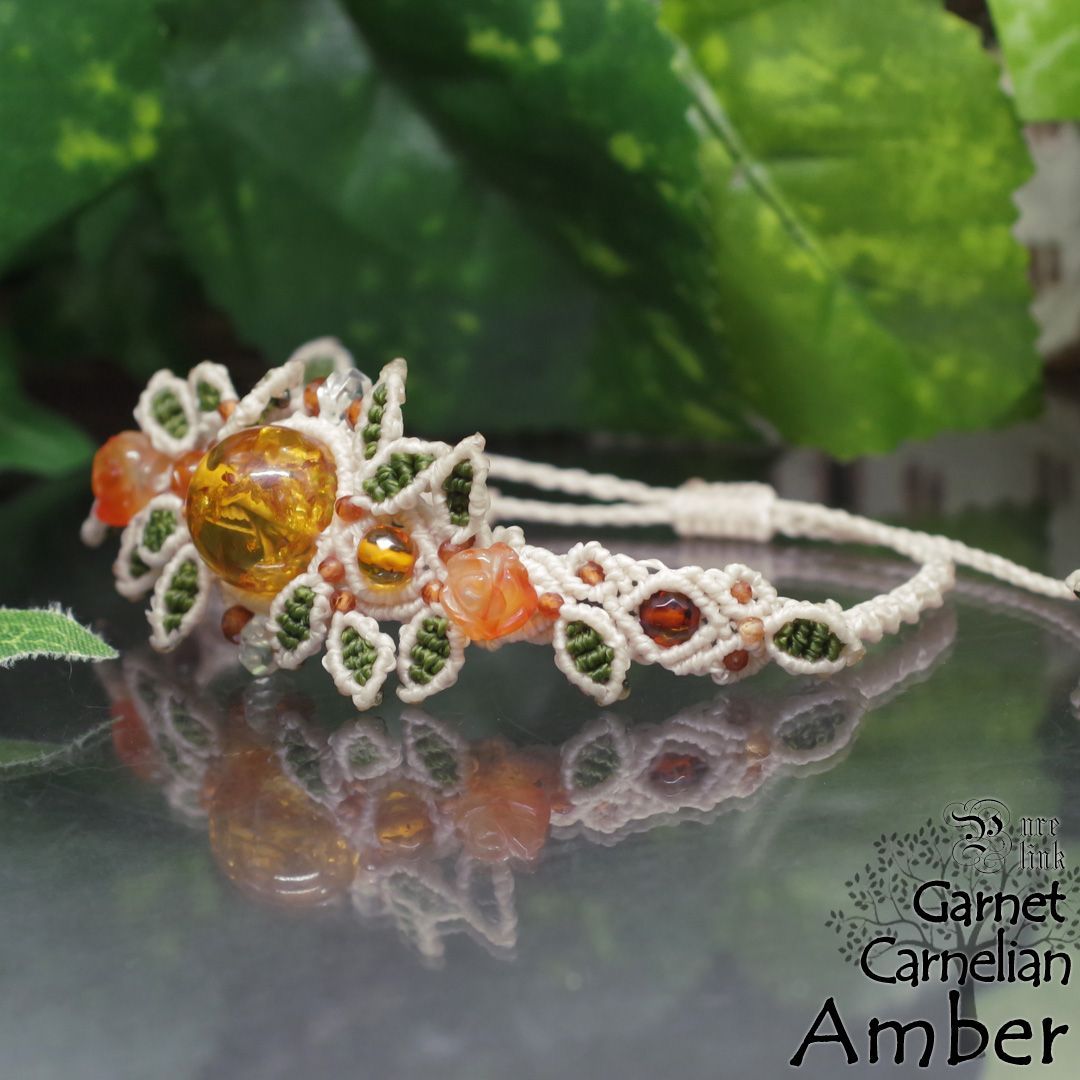 薔薇と生命の樹マクラメ編ブレスレット