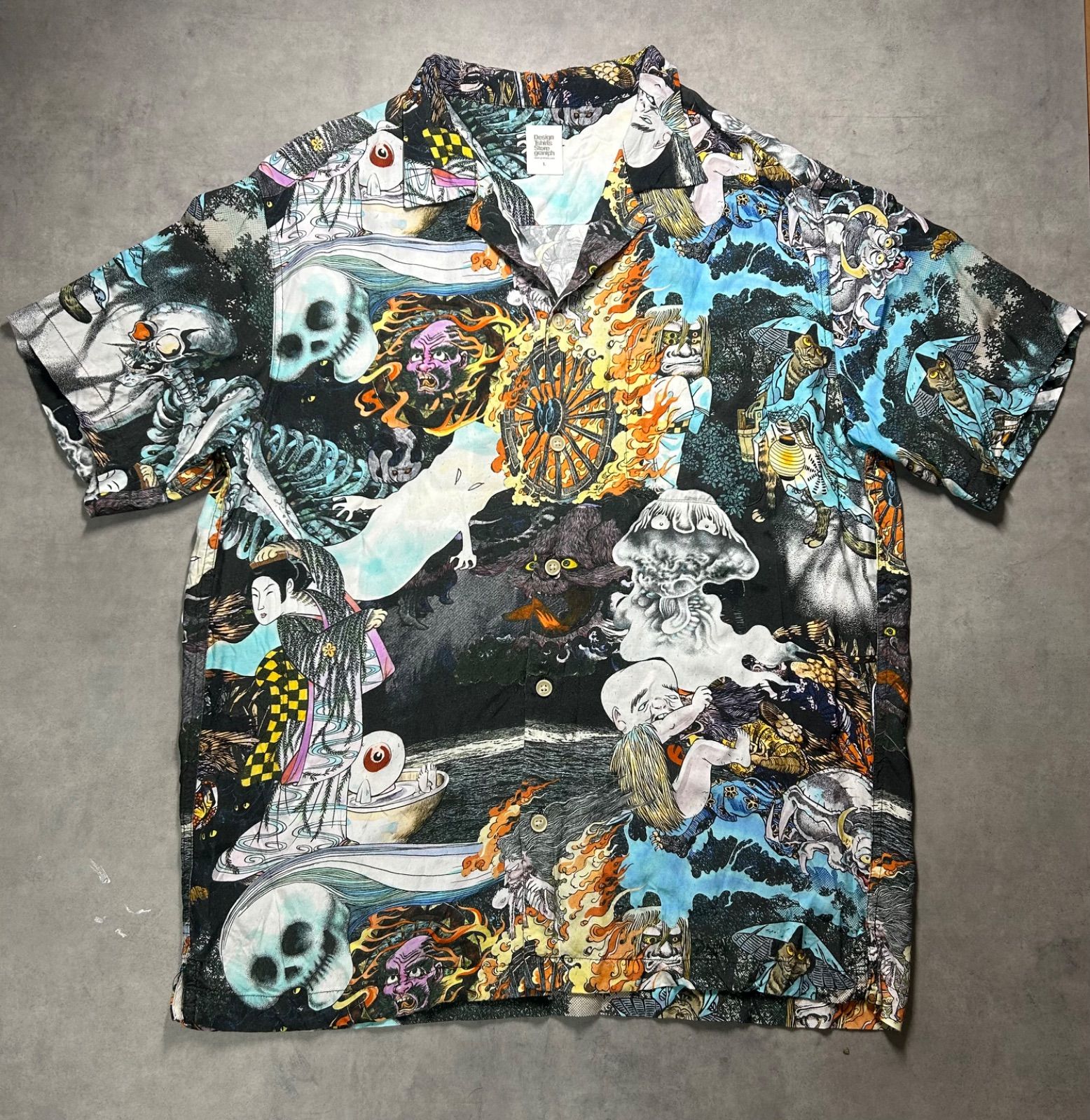 グラニフ ゲゲゲの鬼太郎 妖怪大集合 開襟シャツ L