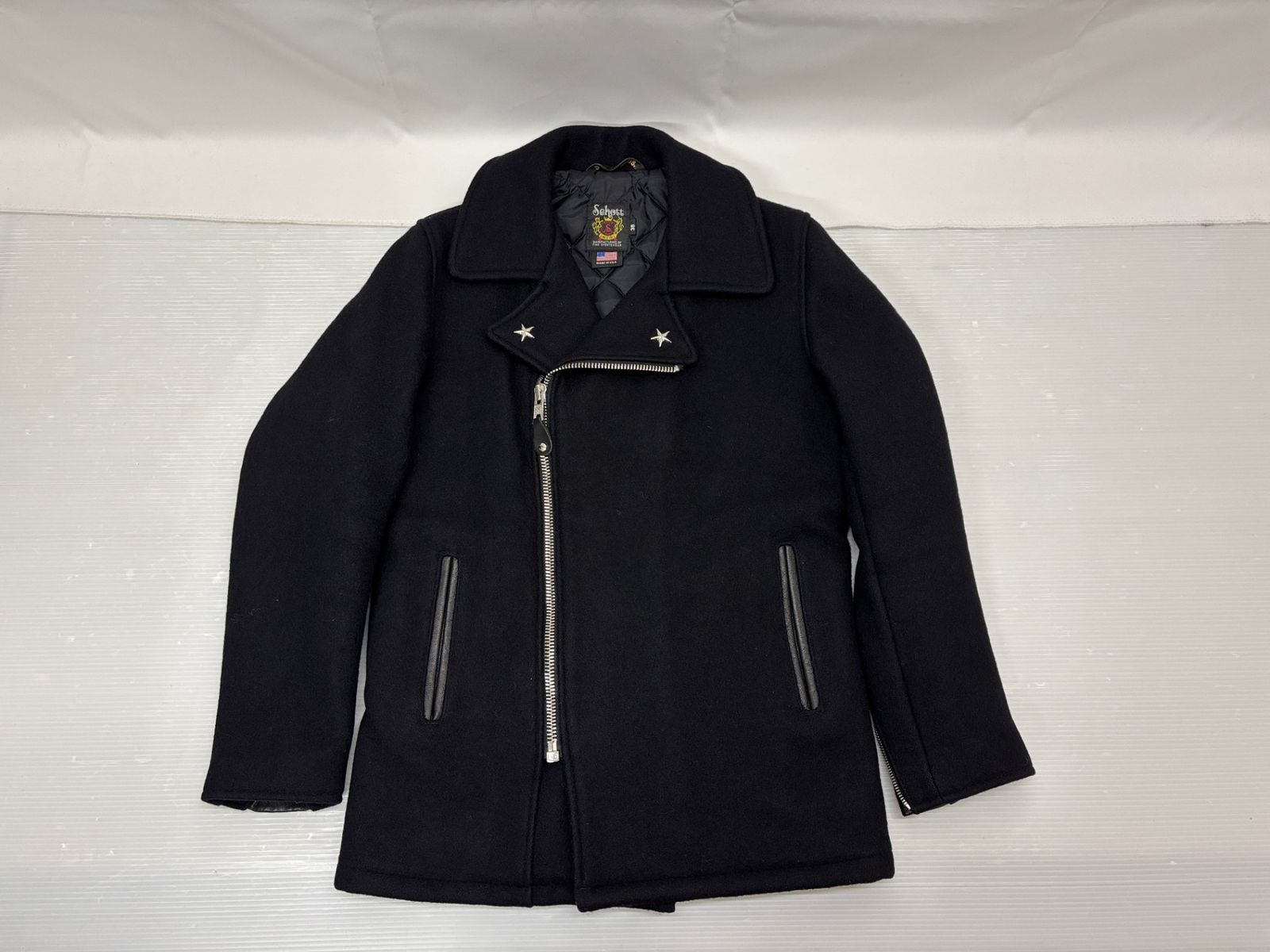 ぽんすけSchott 769 ウールPコート フロントジップ米国製 ショット ジップ ピーコート サイズ38 Schot 769 公式 7068 肉厚 ワン