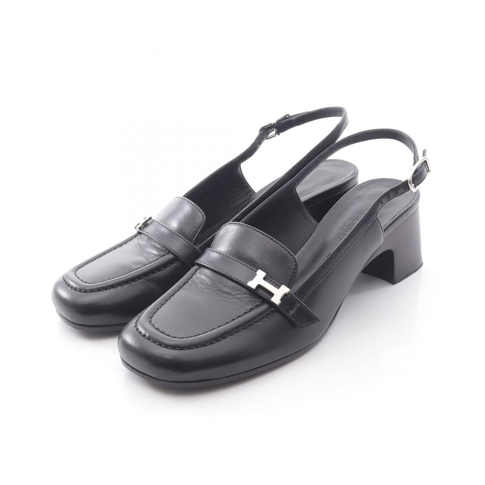 エルメス HERMES パンプス アンフィニ ブラック レザー レディース A