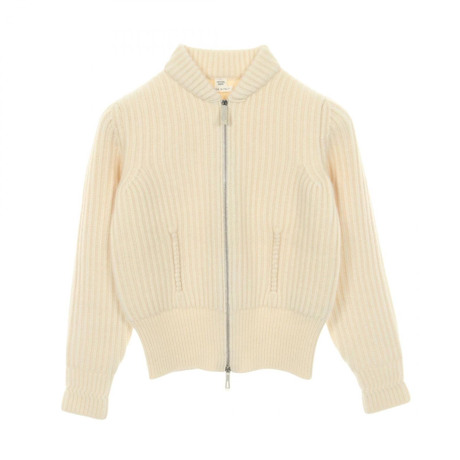 エルメス HERMES ニット ジップアップ ホワイト カシミヤ ジップアップ