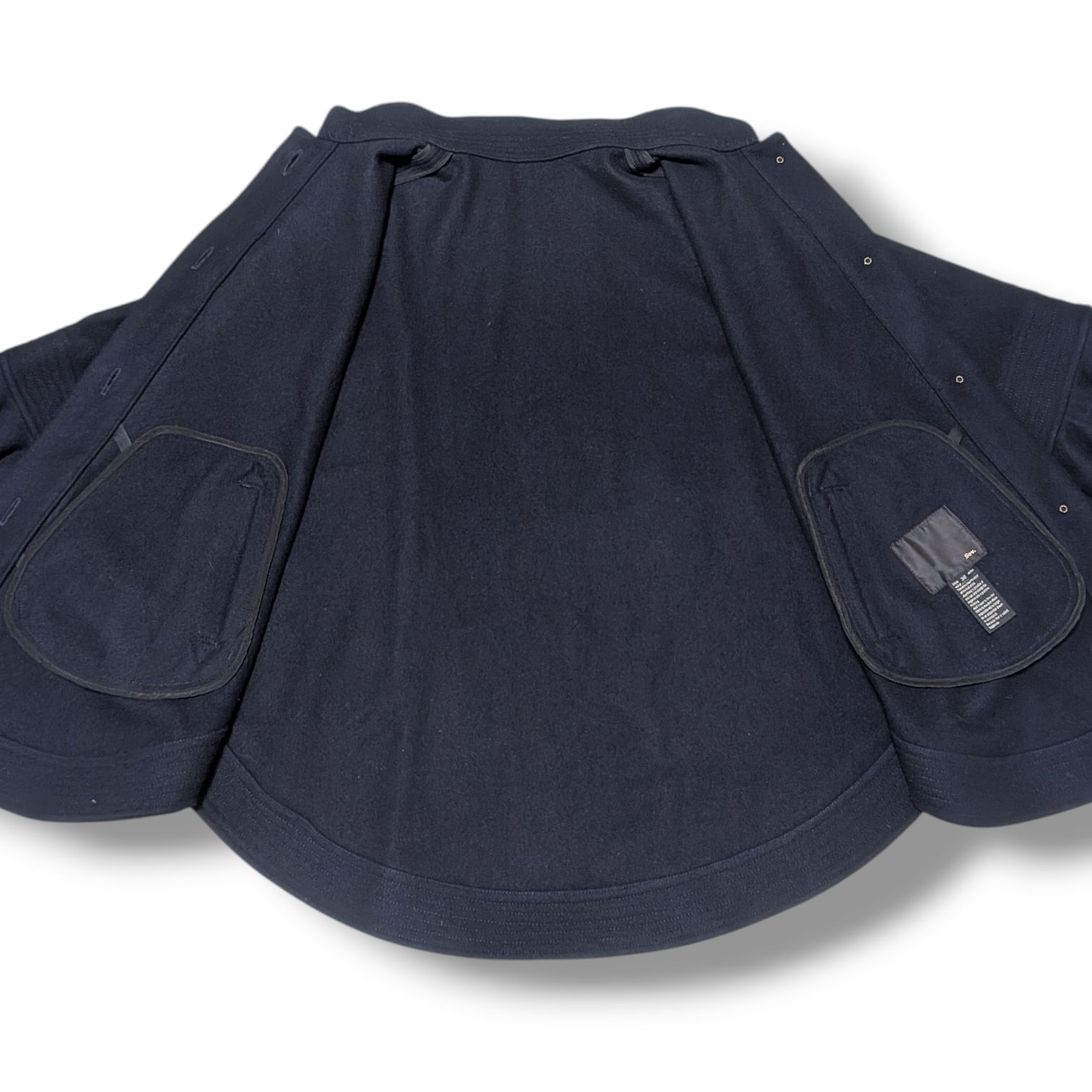  SOV. ソブ ポンチョ フリルスリーブ プーケ ネイビー ウール DOUBLE STANDARD CLOTHING ダブル クロージング ロゴボタン スタンド アウター レディース ポンチョ ケープコート ジャケット アウター