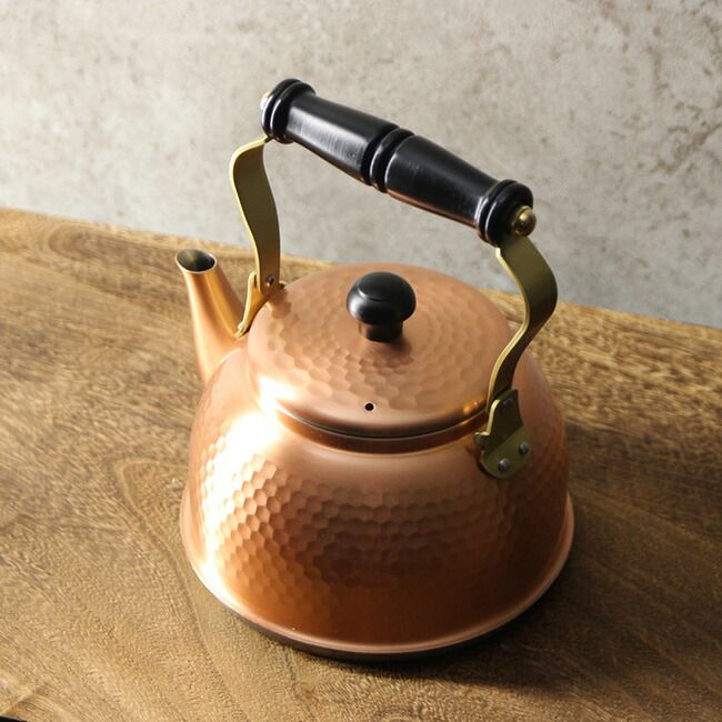 新光堂 純銅 IH対応 鎚目 ケトル 1.5 L IH-3519 銅 やかん 1.5リットル ガス 直火 銅製 銅製ケトル 銅ケトル 銅やかん ガス対応 ガス火対応 直火対応 IH レトロ おしゃれ 湯沸かし お湯 白湯