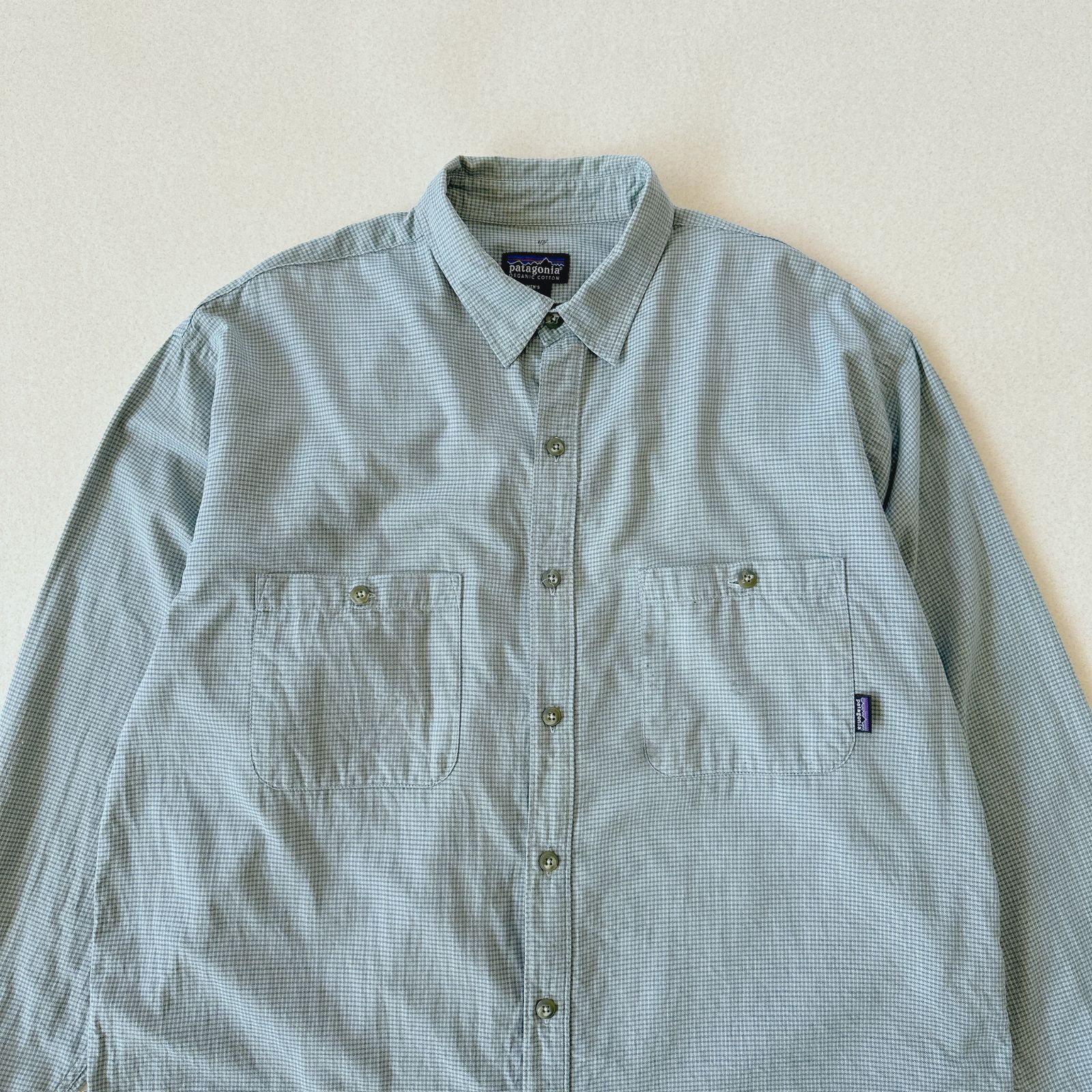 90s patagoniパタゴニア ポルトガル製オーガニックコットンシャツM パタゴニア シャツ メンズL オーガニックコットン 90s ポルトガル製