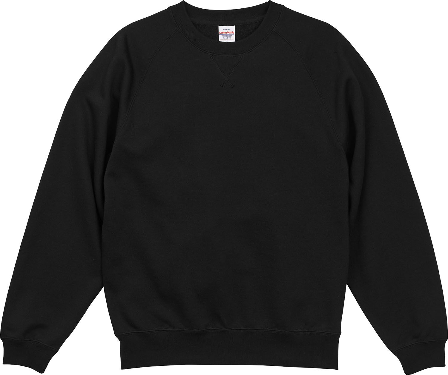 ユナイテッドアスレ UnitedAthle 10.0 オンス ラグランスリーブ クルーネック スウェット 裏パイル   524201 2 ブラック