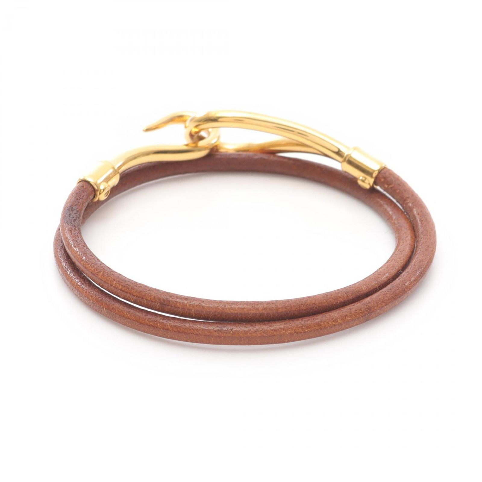 エルメス HERMES ブレスレット ジャンボチョーカー レザー GP ゴールドメッキ レディース A