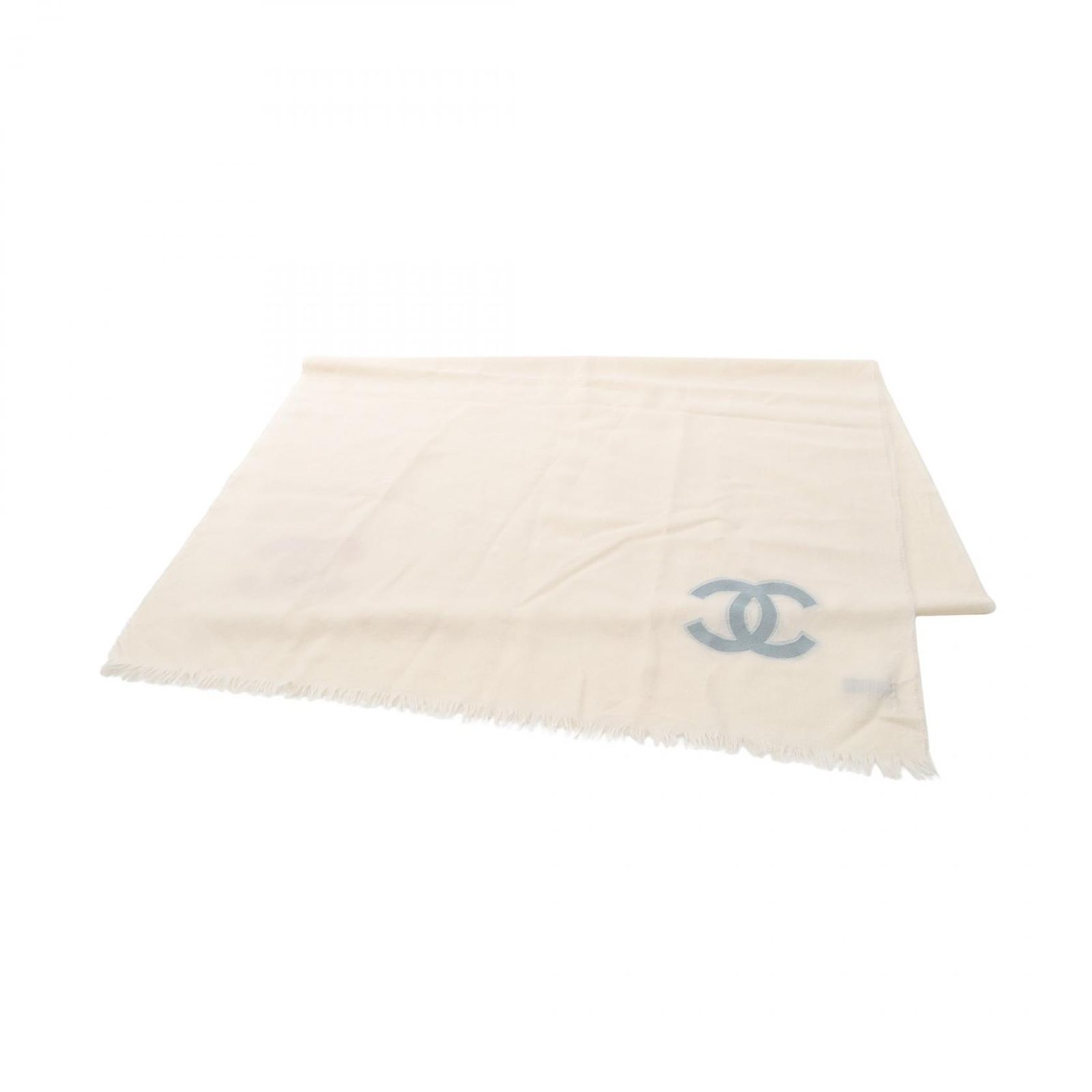 シャネル CHANEL ショール ココマーク オフホワイト ピンク ブルー シルク CC レディース A
