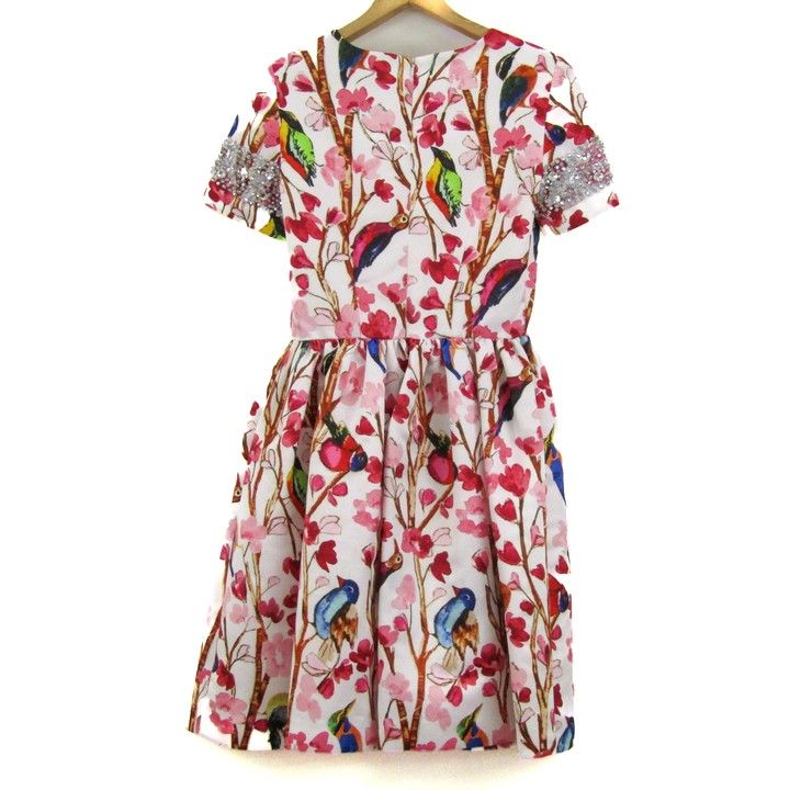 ブルーガール ワンピース トップス 半袖 花柄 ドレス レディース I ピンク×白×茶 BLUGIRL