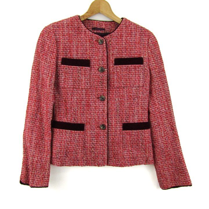 ブリエ ノー ジャケット アウター ツイード イタリア生地 レディース レッド BVRILLER