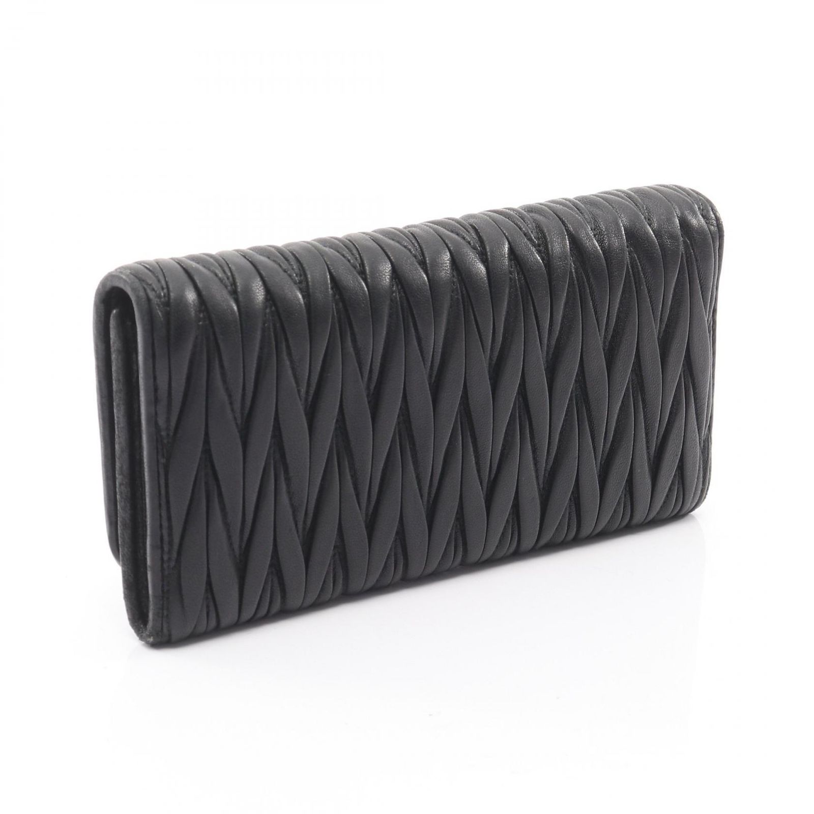 ミュウ Miu 二つ折り長財布 1 5 MH 109 ブラック レザー マテラッセ 二つ折長財布 レディース B