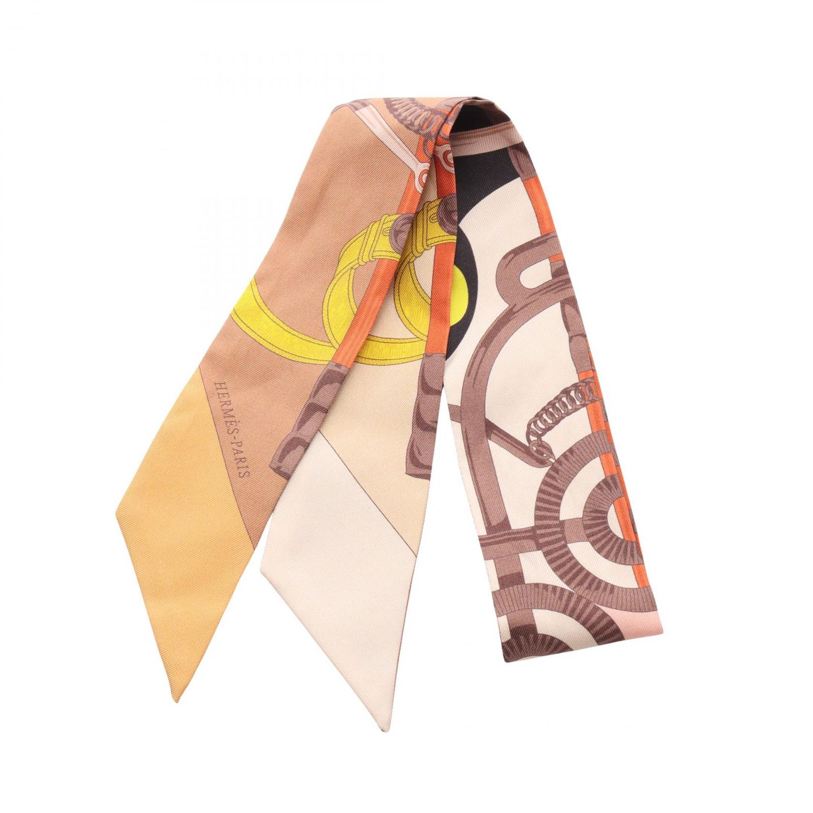 エルメス HERMES スカーフ ツイリー 黄金の拍車 シルク レディース B