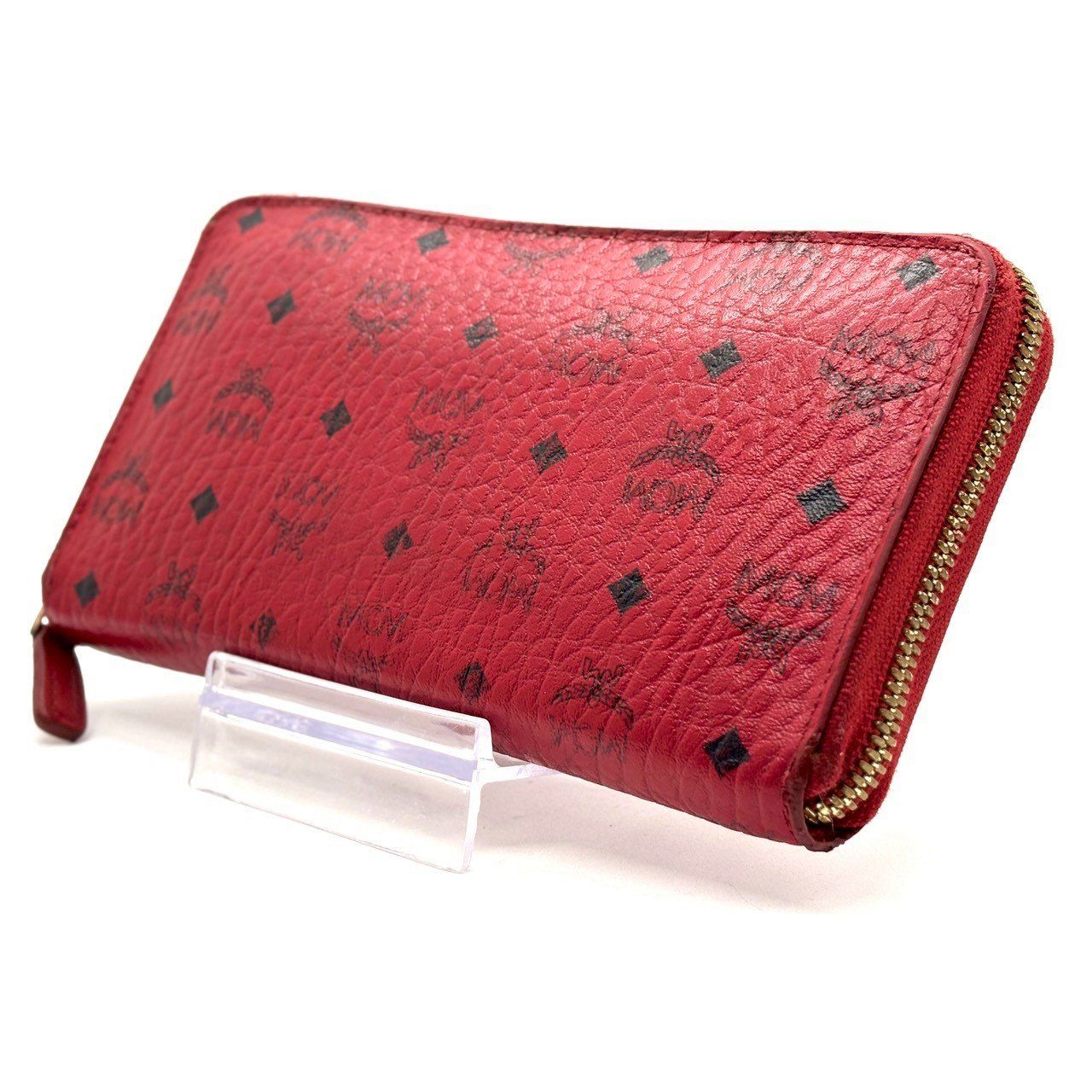 視線を奪う病み赤】 良い MCM 長財布 ラウンドファスナー ヴィセトス柄