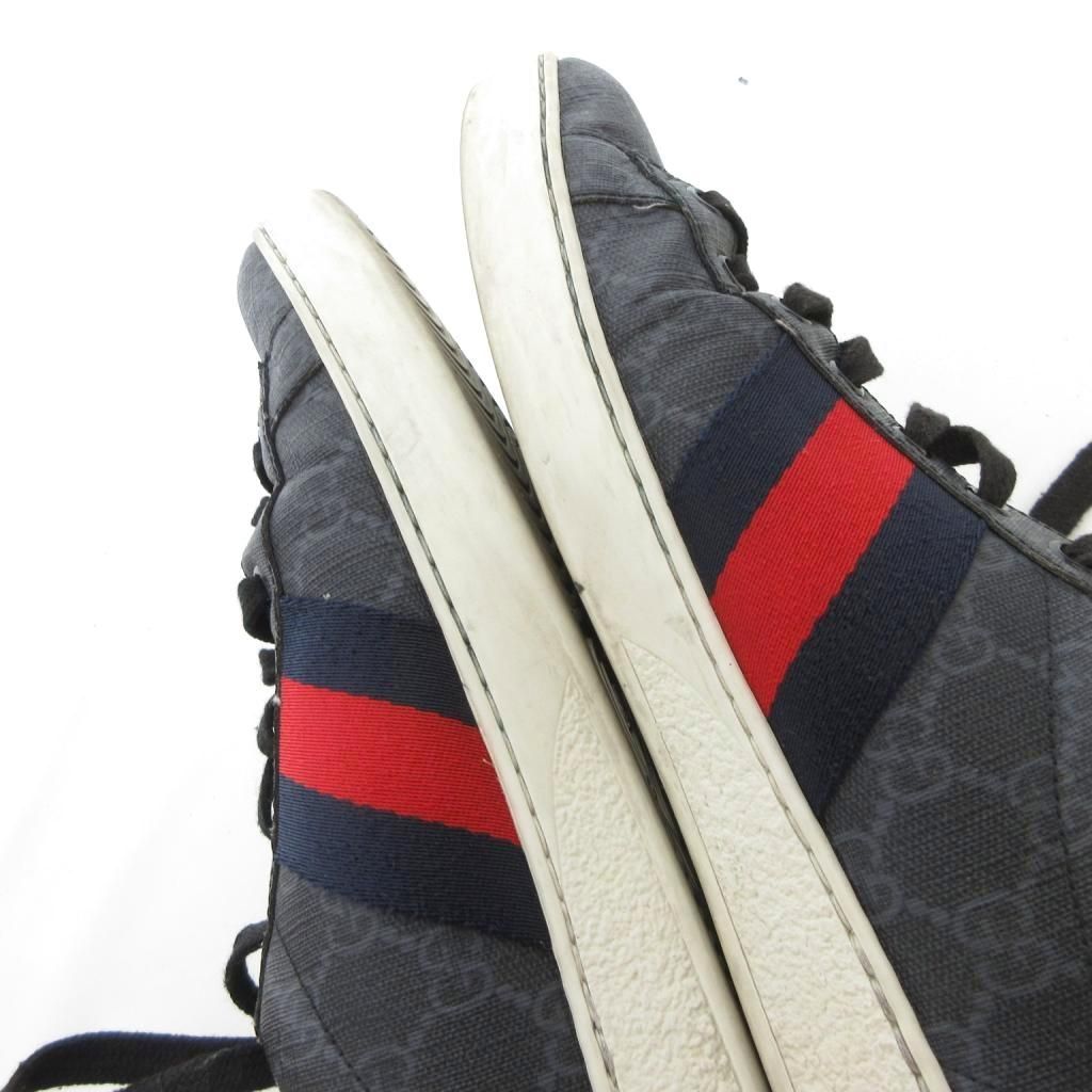 【中古】グッチ GUCCI エース スニーカー GG柄 シェリーライン 9.5 ブラック系 /UO ■GY62 メンズ グッチ GUCCI エース スニーカー GG柄 シェリーライン 9.5 ブラック系