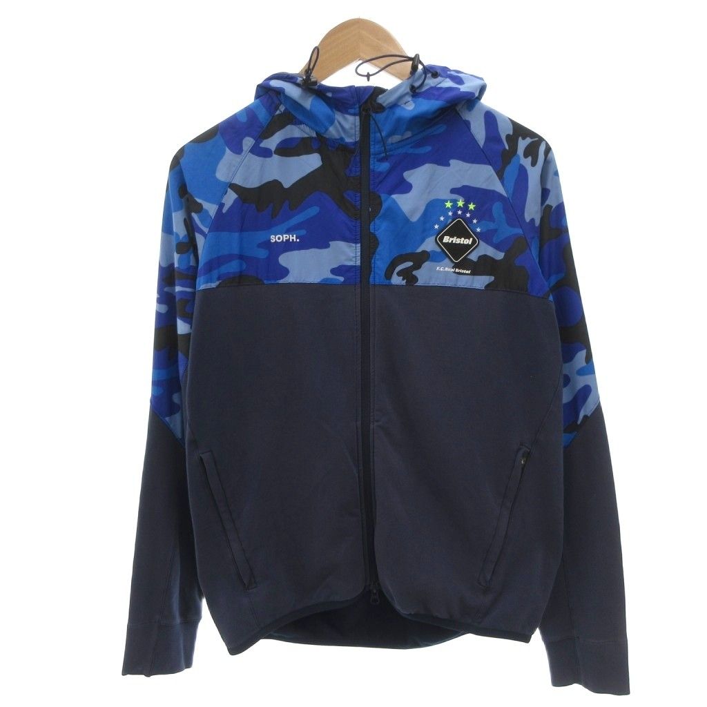 美品 エフシーレアルブリストル ナイロンパーカー ジャケット ブルー カモ M 美品 エフシーレアルブリストル ナイロンパーカー ジャケット ブルー