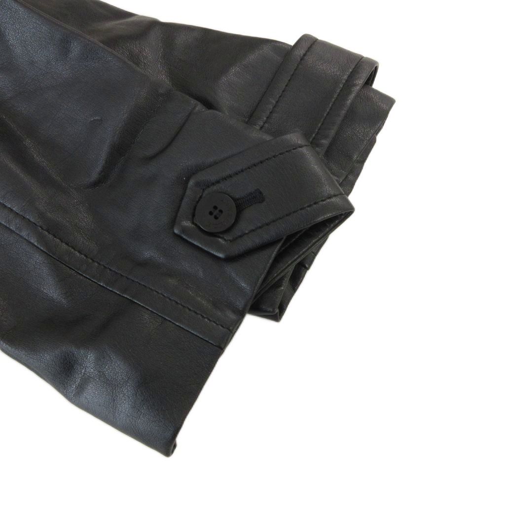 Burberry's レザーコート 黒 ノバチェック裏地 バーバリーズBurberrys' 裏ノバチェックライナーハーフコート 黒M位 (K